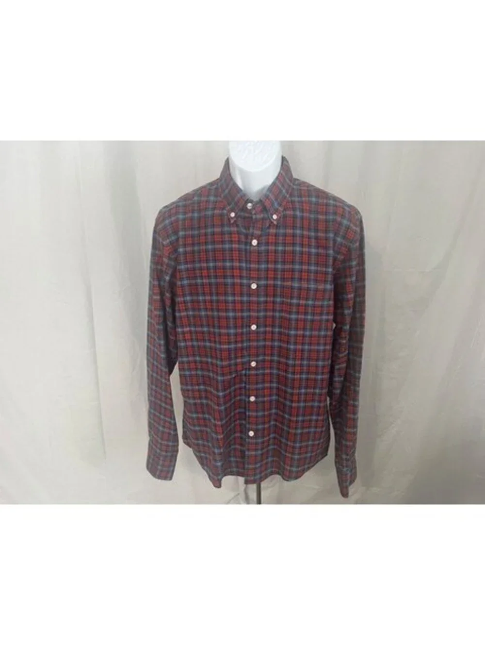 .Crew Men’s Thomas Mason Slim Fit Shirt Orange Blue L EUC